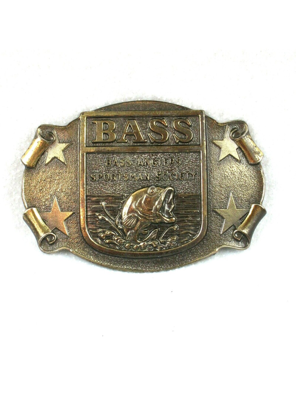 Vintage Bass Anglers Sportsman Society Fishing Belt Buckle Great American USA